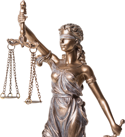 Estatua de la Justicia con balanza representando equidad legal